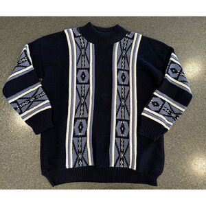Vintage Clifton Place‎ Navy 3D Grandpa Sweater Large
